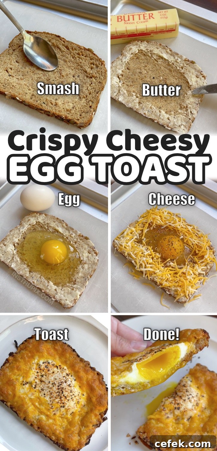Crispy Toast Topped with Gooey Cheesy Eggs 9 Cheesy Egg Toast | A quick, easy, and super fun breakfast idea for one person! Easy enough for kids to make before school. My teenagers love it! If you're looking for simple and cheap breakfast recipes, your search ends here. No baking or stove required! Just your toaster oven or regular oven. I almost always have the ingredients on hand, so my kids make this often on busy mornings. It's actually pretty healthy if you use a whole grain bread and serve it with avocado. The cheese gets so crispy and delicious.