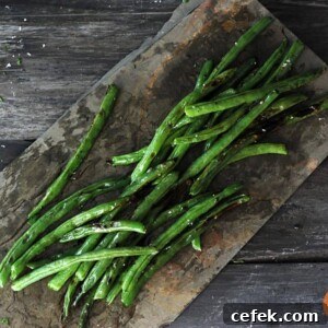 Crispy Grilled Green Beans with Garlic and Lemon 3 Grilled Green Beans on slate platter