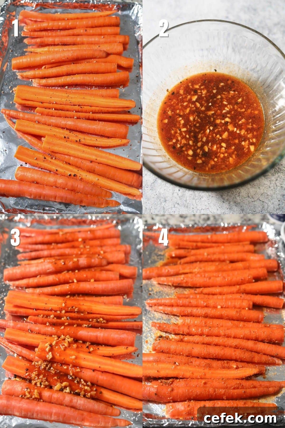 Maple-Glazed Roasted Carrots Recipe 4 Maple roasted carrots on a white platter.