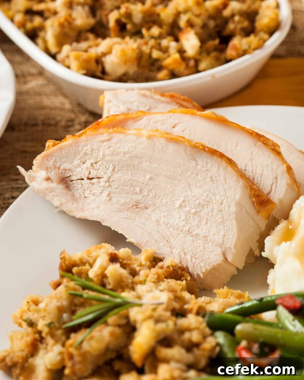 How to Roast a Juicy Turkey: Complete Guide 6 A turkey and stuffing dinner.