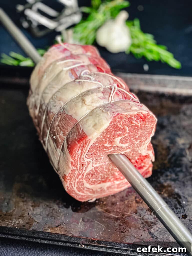 Rotisserie Prime Rib: How to Cook a Tender, Juicy Roast 12 prime rib roast on a rotisserie spit