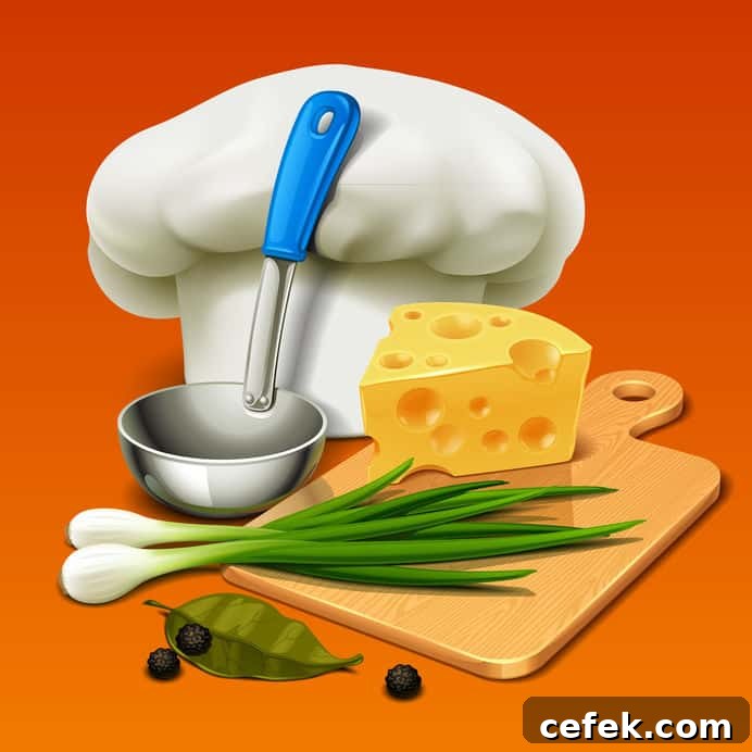 Creamy Meatball Stroganoff with Frozen Meatballs 4 graphic of countertop with chef hat