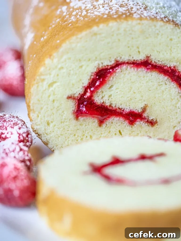 swiss roll cake with jam