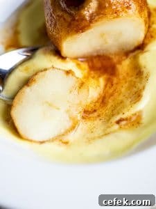Oven-Baked Cinnamon Apples Recipe 5 vanilla sauce with baked cinnamon apples