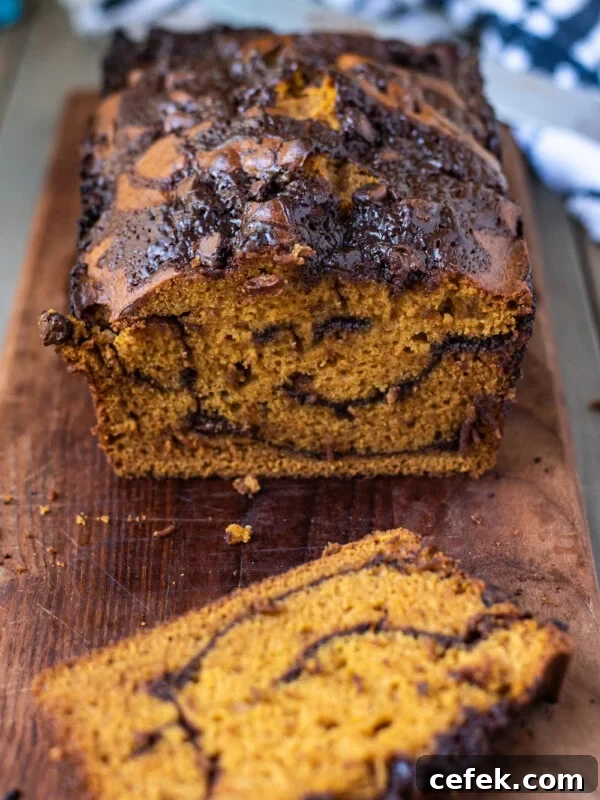No-Bake 2-Ingredient Peanut Butter Cups 11 Chocolate swirl pumpkin bread image