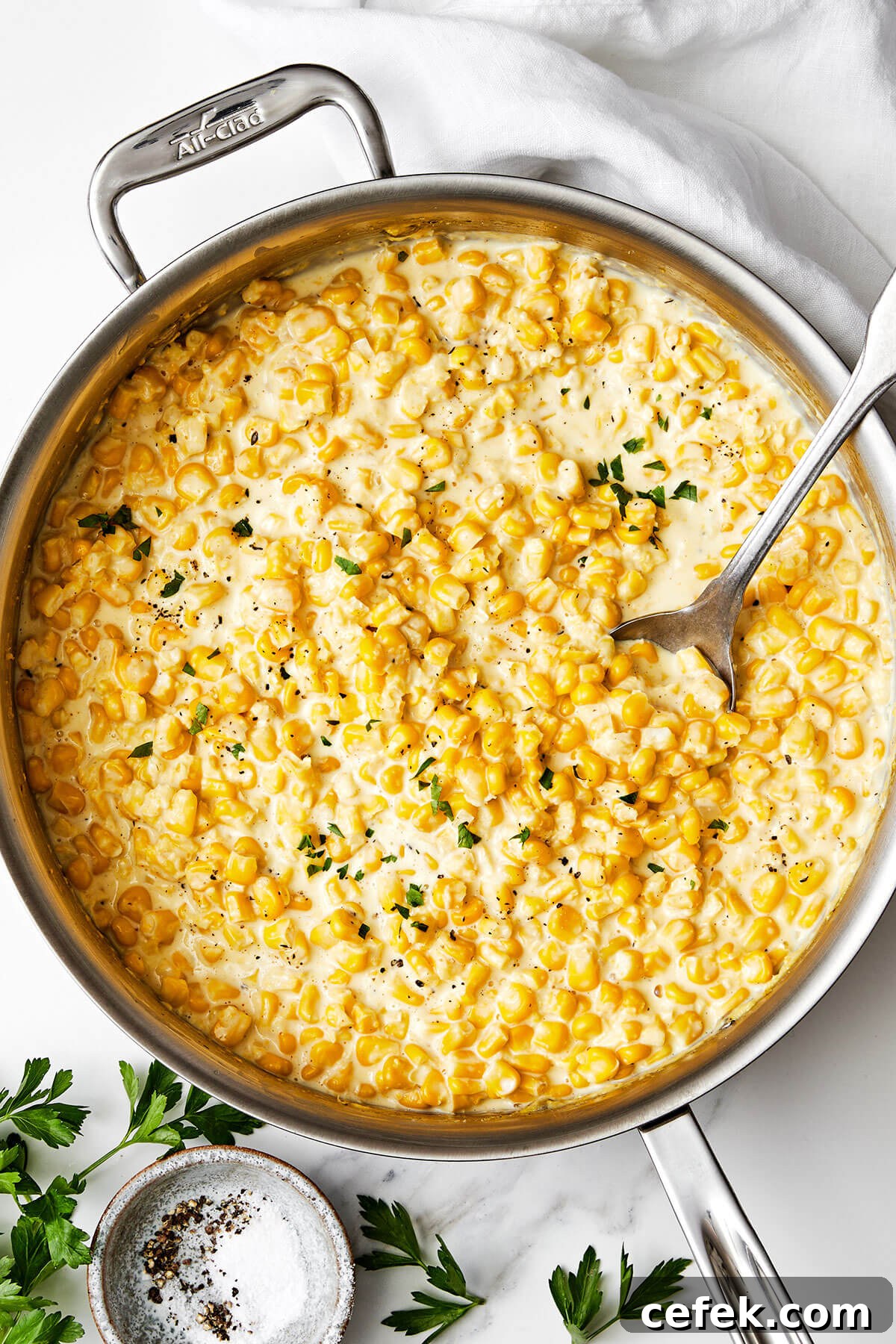 Gluten-Free Thanksgiving Menu: Recipes for a Festive Feast 13 A pan of creamed corn.
