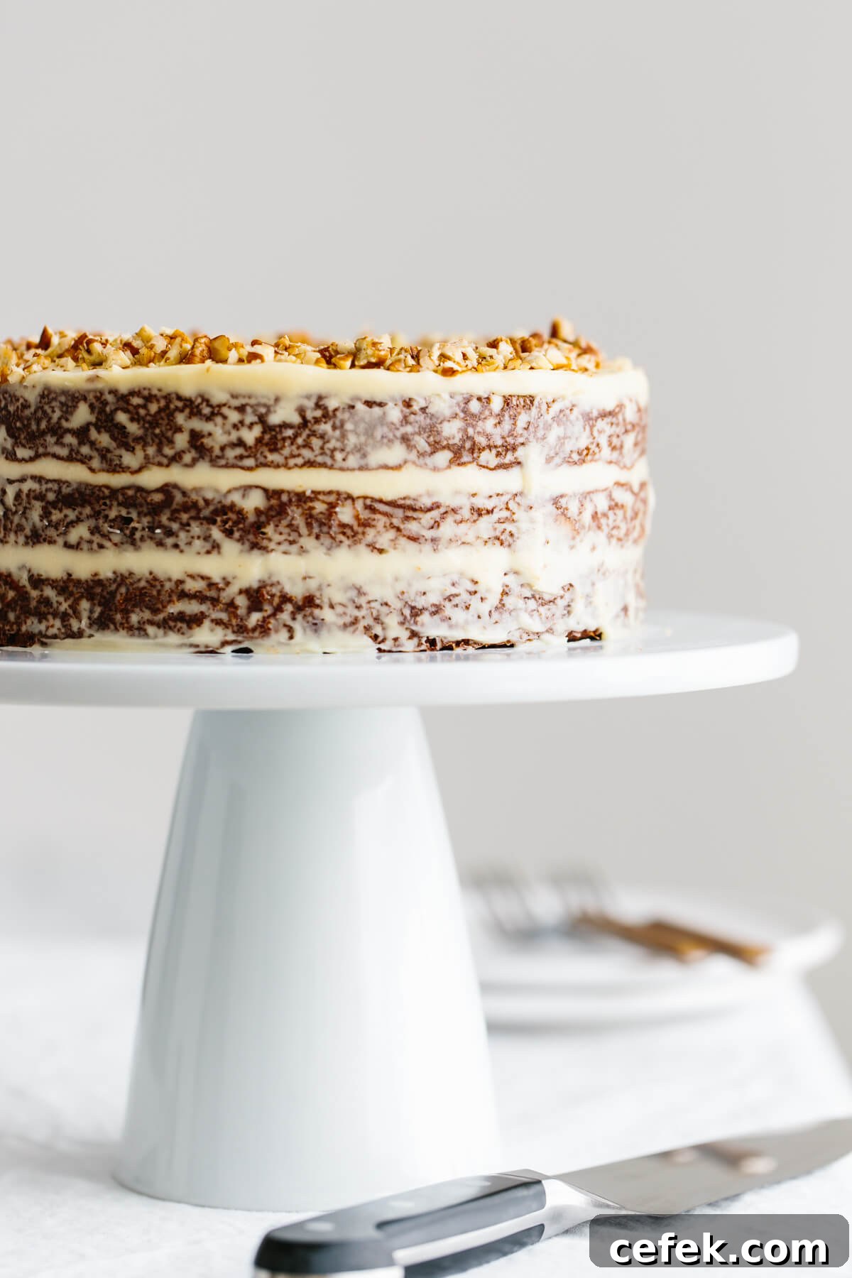 Gluten-Free Thanksgiving Menu: Recipes for a Festive Feast 26 Triple layer gluten-free carrot cake on a cake stand.